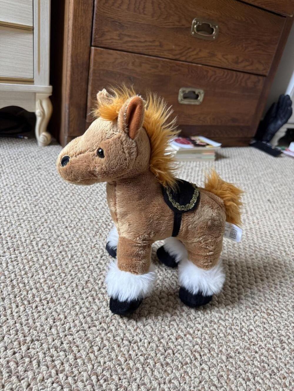 Fiesta Toys brown tan horse plush toy with saddle